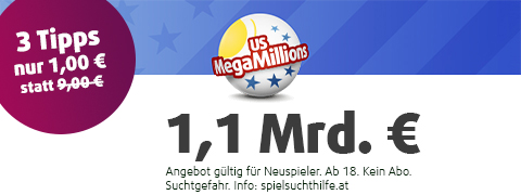 <b>203 Mio. €</b> MegaMillions Jackpot mit dem 8€ Gutschein spielen