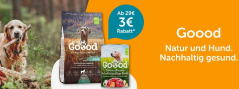 So Goood: Erhalte 3€ Rabatt beim Kauf von Goood Hundefutter
