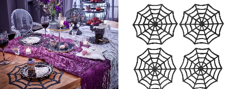 HALLOWEEN Angebot: 50% Rabatt auf das 4 teilige Platz-Set "Spinnennetz"