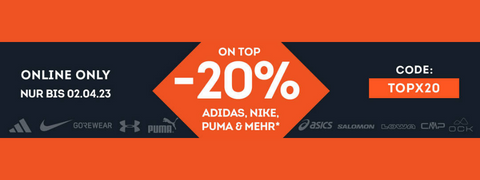 Top-Marken: 20%-Extrarabatt auf adidas, Nike, Puma & mehr